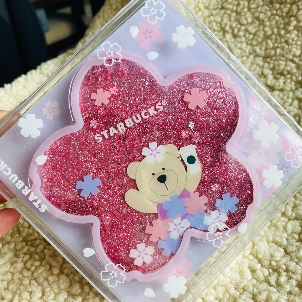 Starbucks Pink Glitter Bear Blossom Coaster